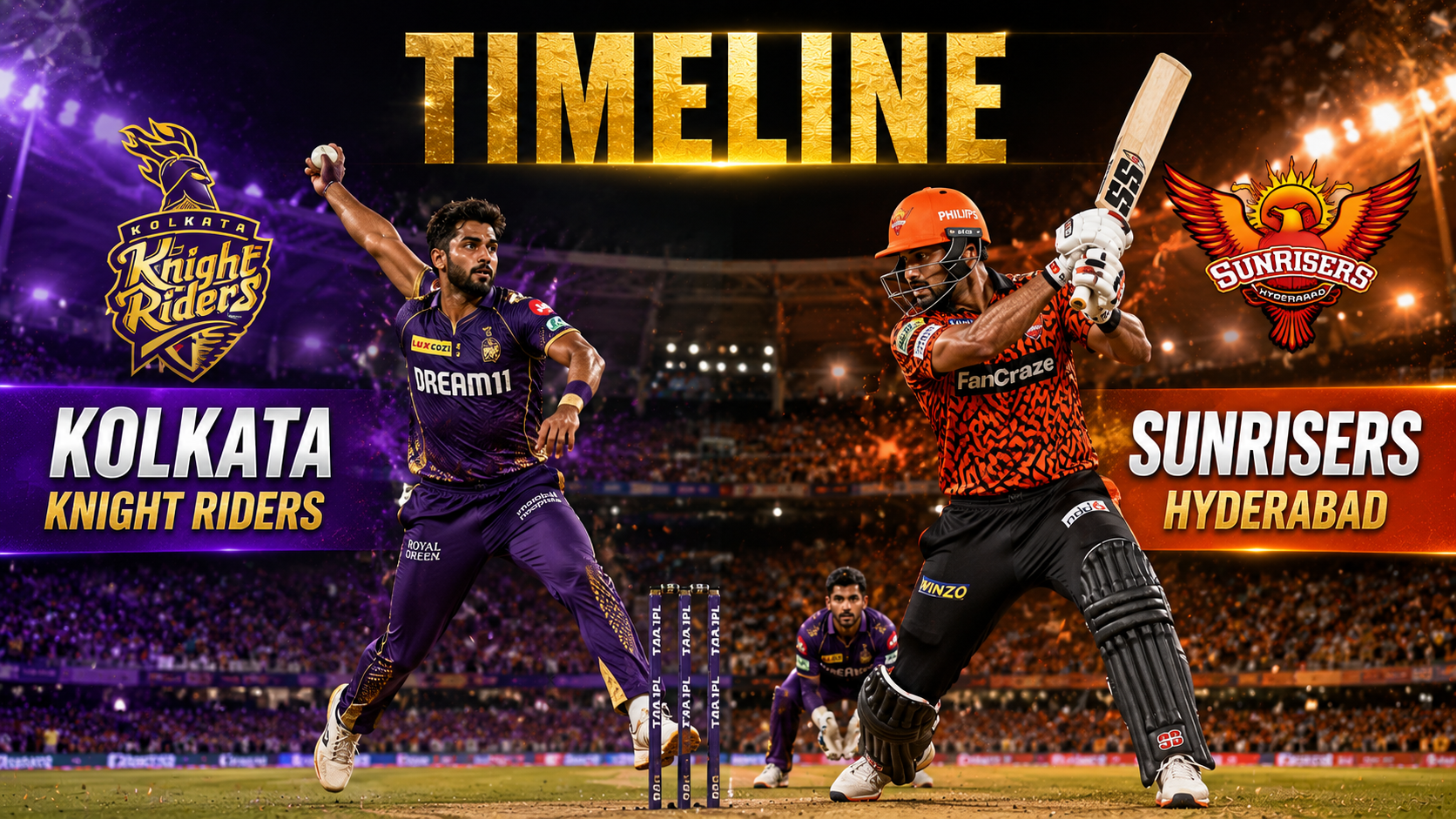 Kolkata Knight Riders Vs Sunrisers Hyderabad Timeline