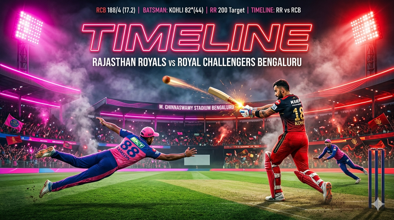 Rajasthan Royals Vs Royal Challengers Bengaluru Timeline